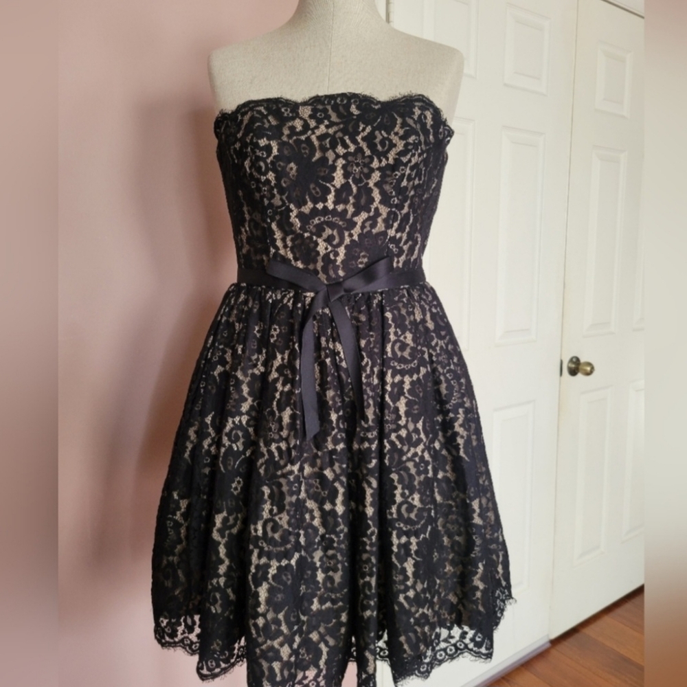Neiman Marcus Elegant Black Lace Strapless Dress Size 10 Nwt Robert Rodriguez